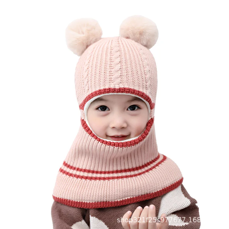 

Kids Cartoon Bear Stripe Hats And Scarf Baby Set Girl Boy Cap Scarf Set Child Winter Earmuffs Warm Suit sombrero bufanda ninos