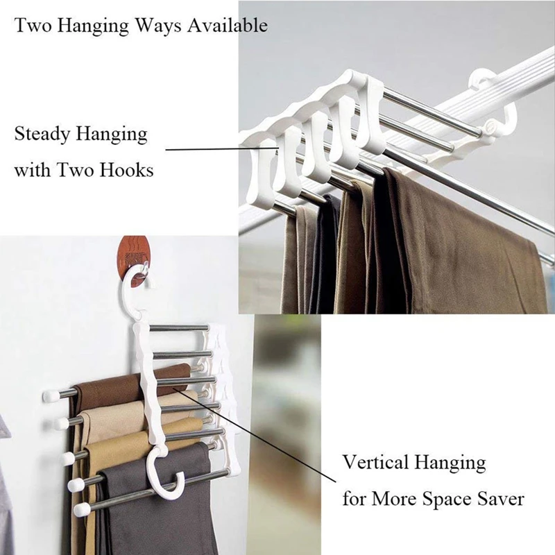 Брюки Вешалка Органайзер для шкафа Нескользящая многослойная нержавеющая сталь