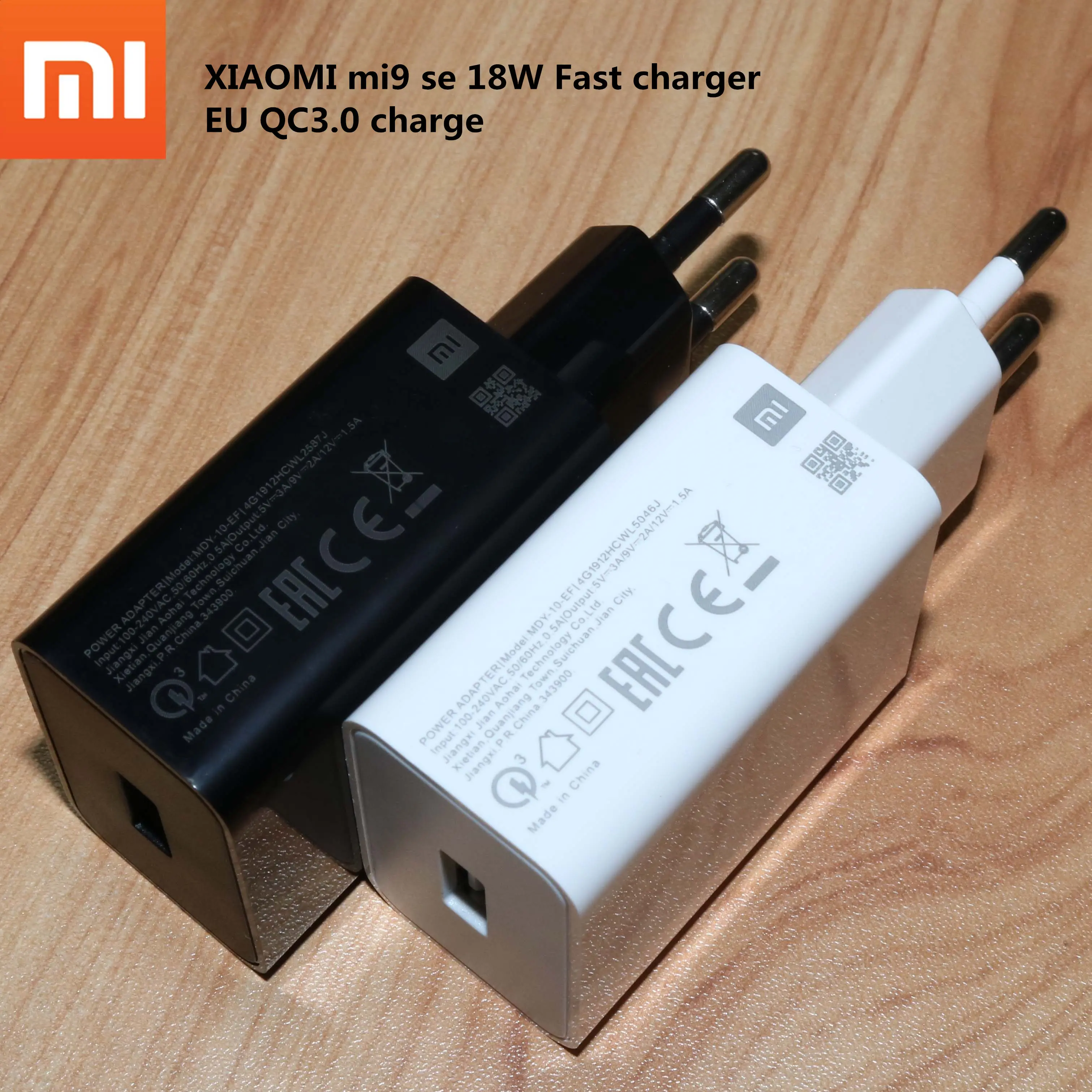 Зарядное устройство 18 Вт для Xiaomi MI A3 быстрое зарядное с европейской вилкой QC3.0