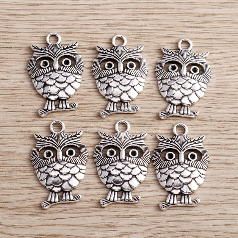 

8pcs 23*34mm Cute Owl Charms for Earrings Pendants Bracelets DIY Making Animal Charms Handmade Jewelry Accessories Wholesale