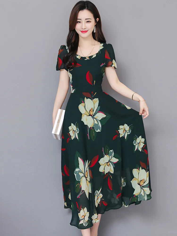 2020 размера плюс летнее платье Элегантное с цветочным принтом вечерние платья