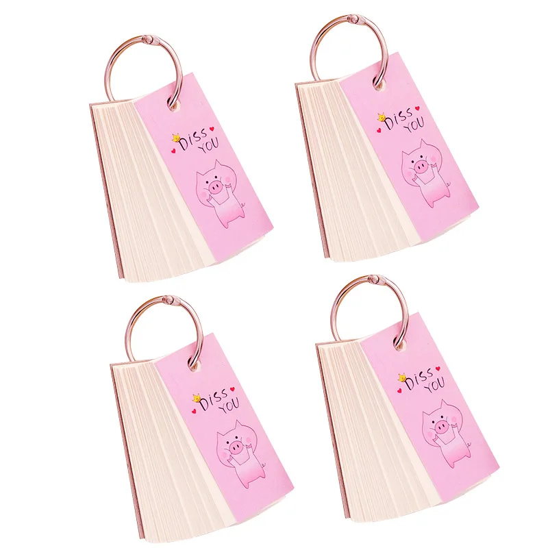 

1Pc 100 Sheets Binder Memo Pad Ring Cartoons Pink pig Sticky Notes School Stationery Suitable for reminding daily plan