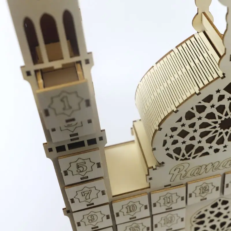 

Ramadan Countdown Calendar DIY Wooden Eid Mubarak Ornament Drawer Party Decor 87HA