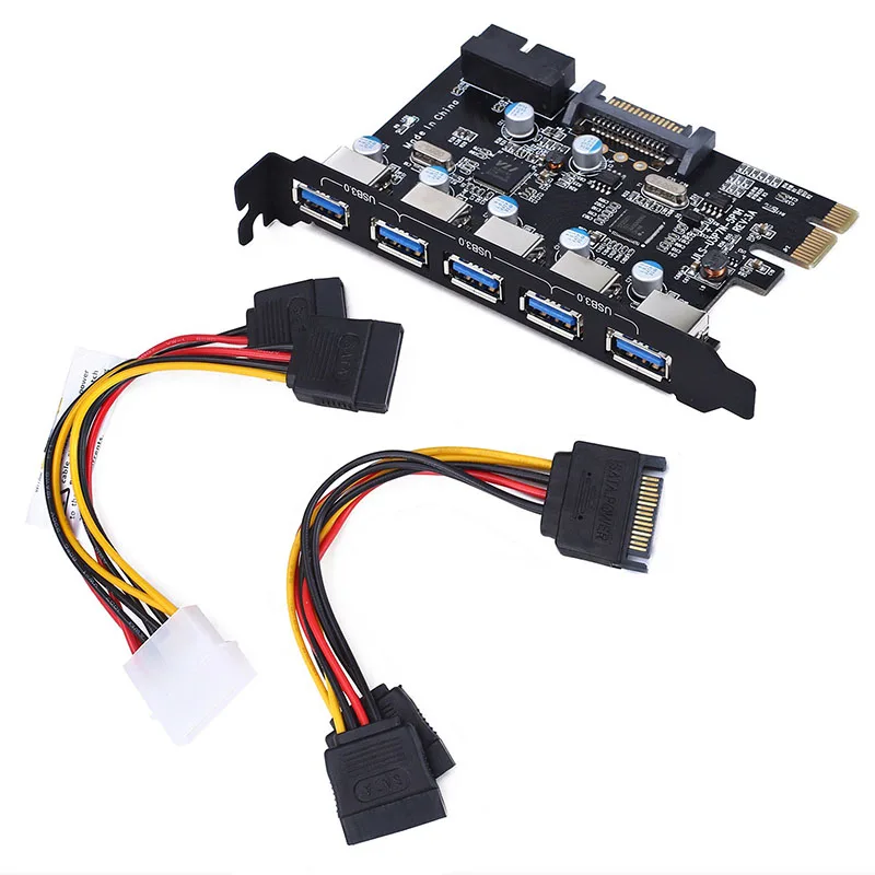 5 портов USB 3,0 PCI-e Плата расширения PCI Express PCIe USB 3,0 концентратор адаптер 5-портовый USB3.0 контроллер USB 3 0 PCI E PCIe Express 1x