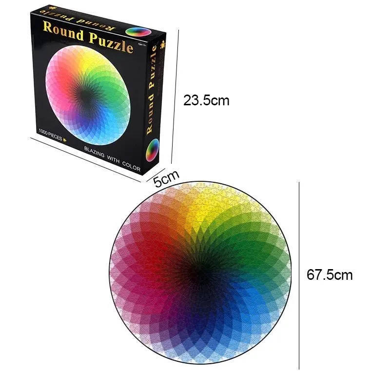 

Jigsaw Puzzles 1000 pieces Colorful Rainbow Round Geometrical Photo Puzzle Educational Reduce Stress DIY Toy Adult Kids Gift