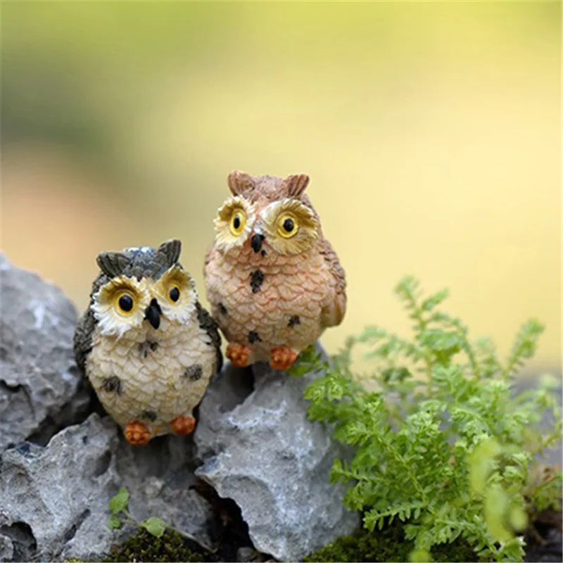 Пейзаж сова кукла смола сказочный сад DIY Декор микро украшения|Садовые статуи и