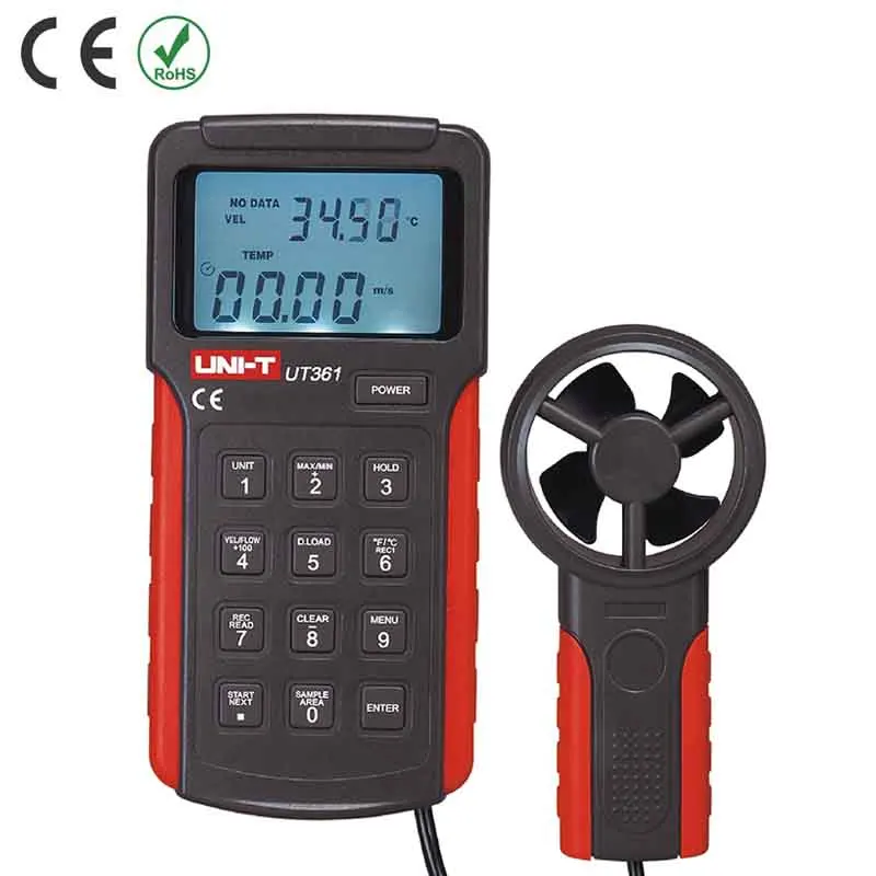 UNI-T UT361 цифровой тахометр с ЖК-подсветкой для хранения данных Anemoscopes измерением