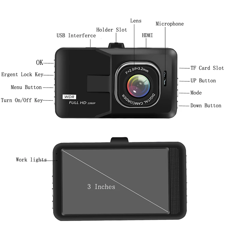 Видеорегистратор с голосовым управлением 1080P GPS 3 0 дюйма Wi-Fi | Автомобили и