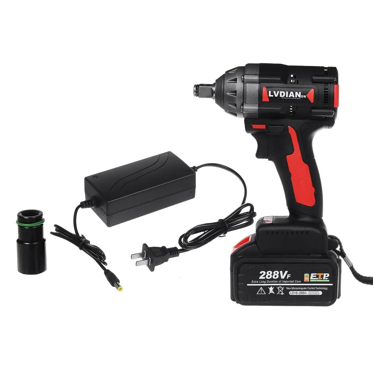 

288VF 600N.M Cordless Brushless Impact Wrench Stepless Speed Change Switch Li-ion Battery Electric Wrench Power Tool Car Repair
