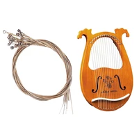 1 set lyre string small harp strings accessories 1 set 16 string harp solid wood mahogany lyre harp with tuning wrench