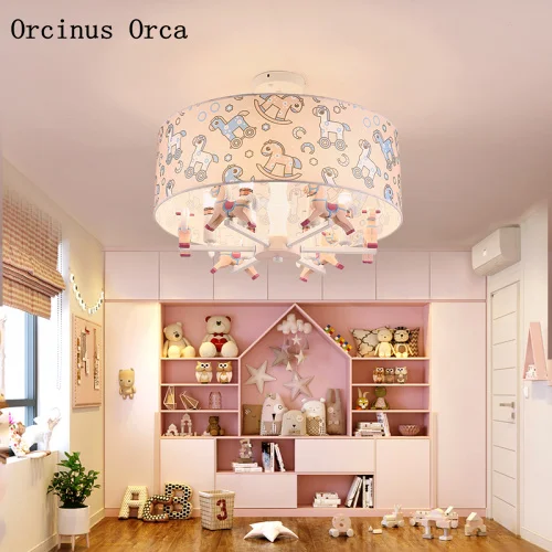 Симпатичная розовая люстра трояна для девочек спальни детской комнаты лампа