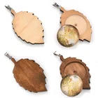 10 шт.лот 25 мм основа для кабошона деревянная оправа в виде листа Крючки из нержавеющей стали подвесная деревянная рамка для изготовления ювелирных изделий своими руками