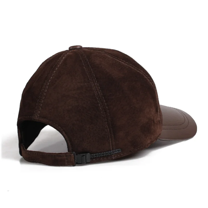 Новая мужская настоящая кожаная шляпа/бейсболка коричневого матового цвета 2019 года бренда nubuck