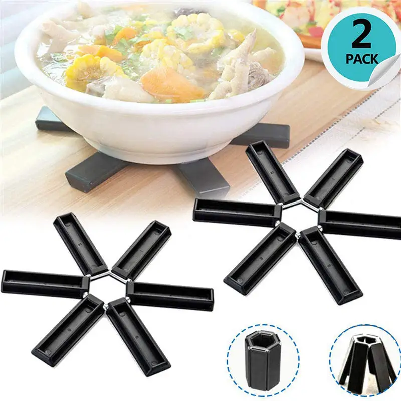

1 piece Plastic Potholder Coaster Creative Kitchen Heat Insulation Pad Foldable Non-Slip Placemat Hot Pot Holders kitchen Tools