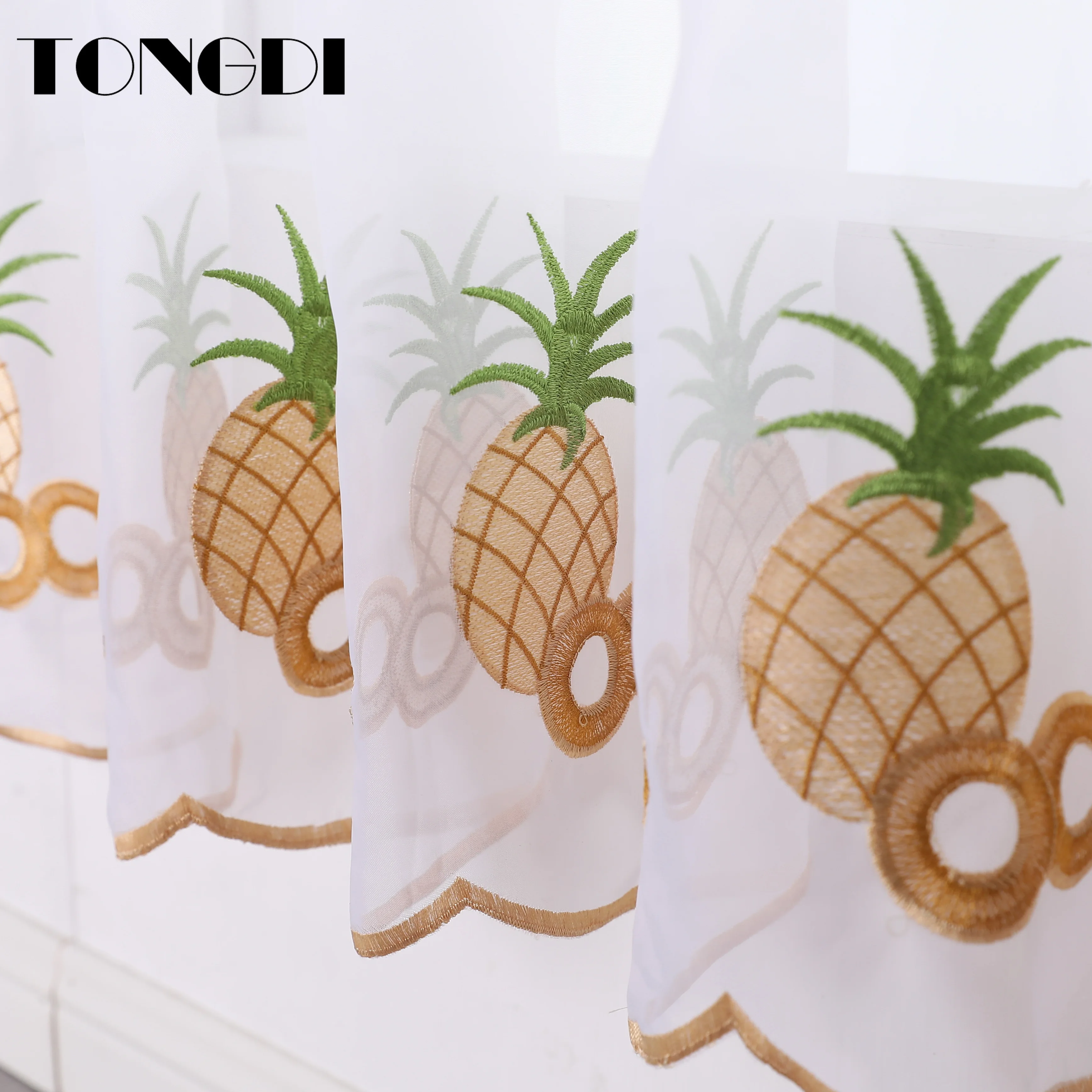 TONGDI кухонные занавески балдахин прозрачные ярусы пасторальные фрукты кафе Тюль