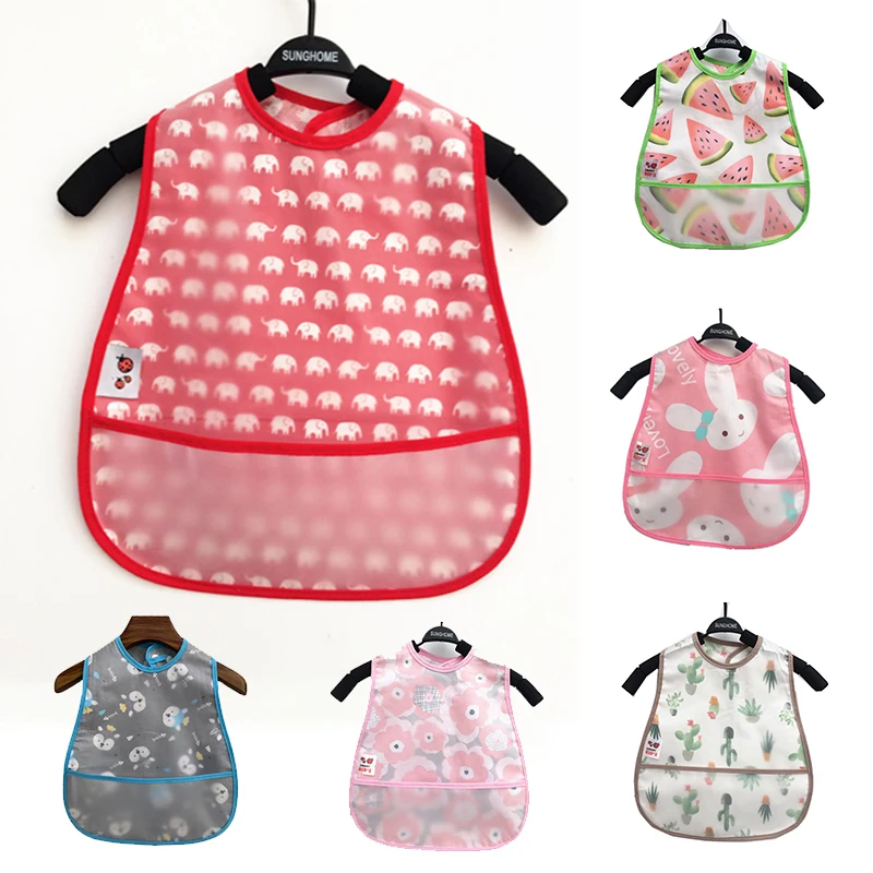 1Pcs Waterproof Lunch Feeding Apron Cartoon Pattern Cotton Baby Bibs Sleeveless Adjustable Boy Girl Feeding Bibs Apron