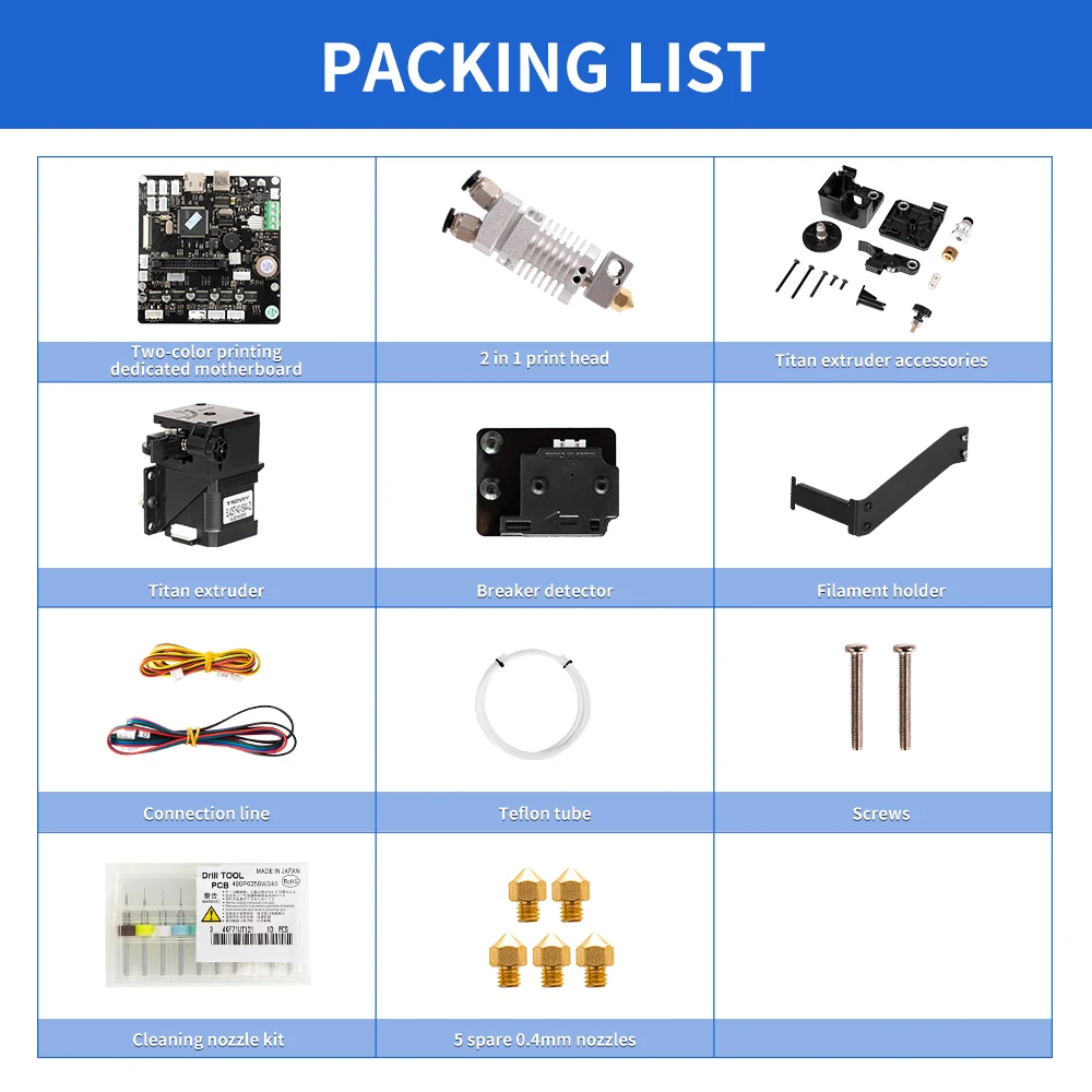 

Impresora 3d 2 In1 Dual Color Printing Upgrade Kit For XY-2 PRO And XY-2 PRO TITAN To XY-2 PRO 2E 3D Printer Parts 0.4mm Nozzle