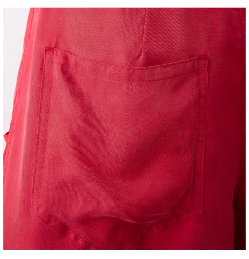 

[EAM] Women Red Casual Buttons Pocket Bow Strap Shorts New High Waist Loose Fit Trousers Fashion Tide Spring Summer 2021 1DD9083