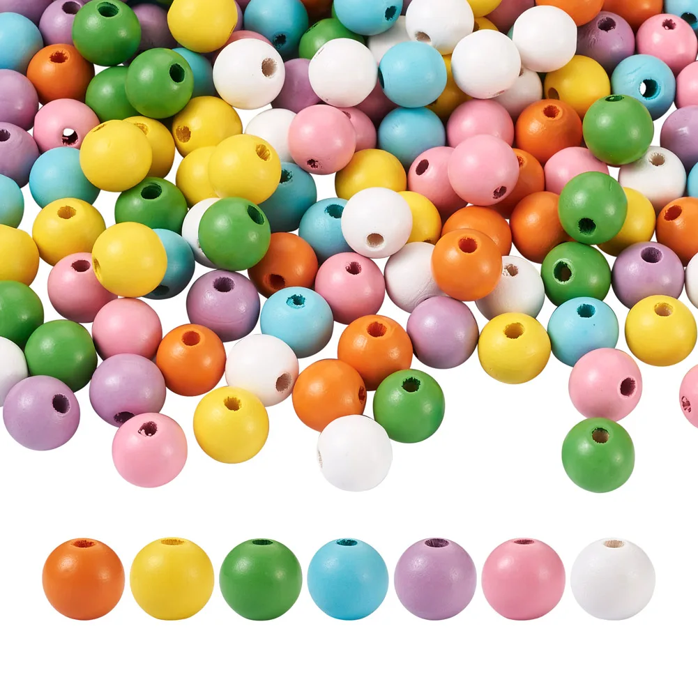 

210Pcs 16mm Natural Wood Beads Multi-color Painted Wooden Round Ball Spacer Charm For Bracelet Beading DIY Craft Jewelry Making