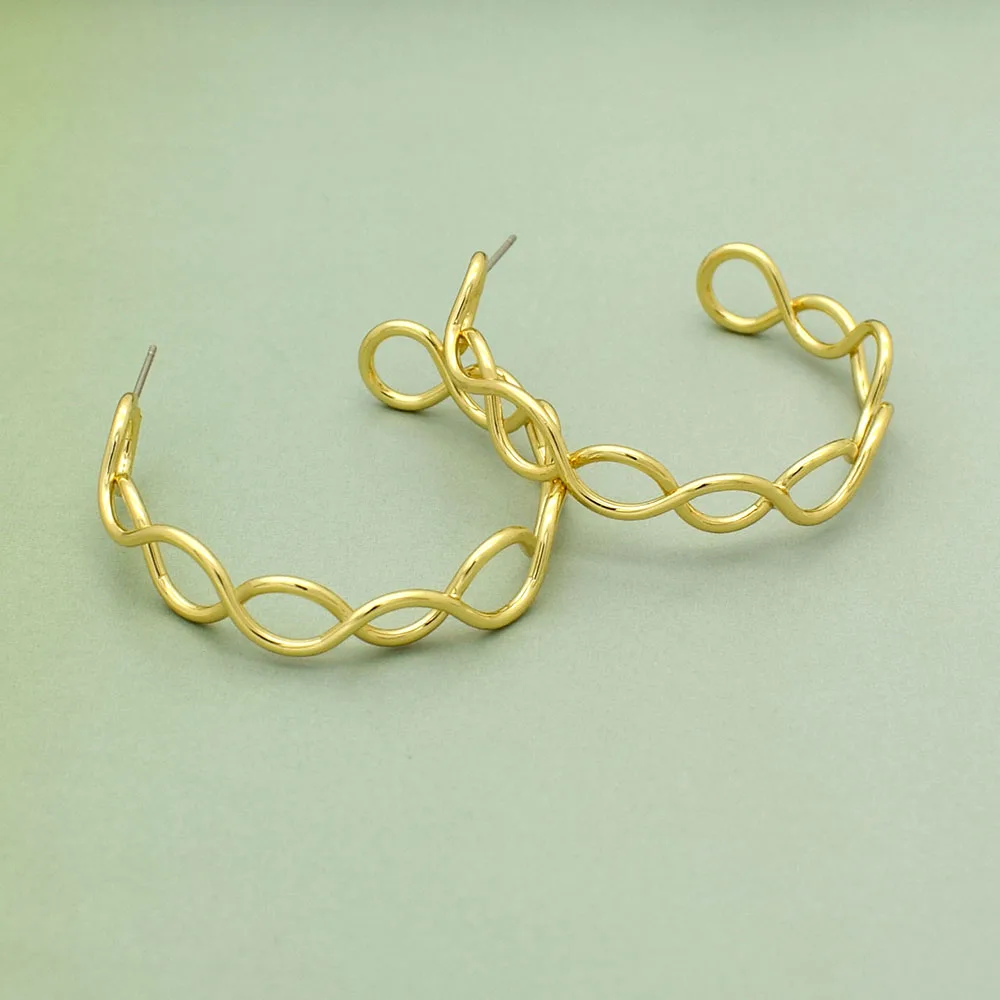 

KURSHUNI twisted curved hoop earrings Gold crossed hollow loop earrings Korea style Girls dainty earrings 2020 Fashion brincos