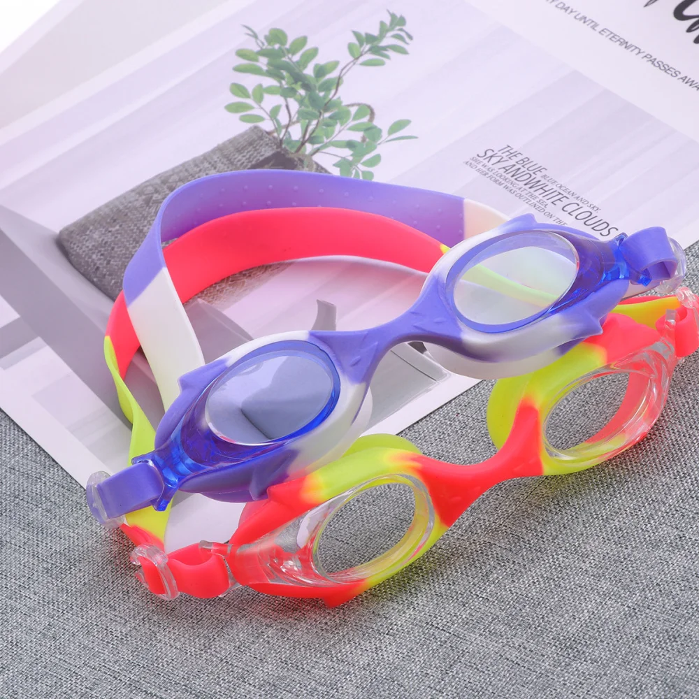 

2 Pcs Professional Silicone Child Swimming Goggles Anti-fog Color Matching Kids Sports Eyewear Swimming Glasses (Blue White/Rosy