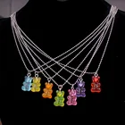 Мультяшное разноцветное прозрачное ожерелье с медвежонком из смолы для женщин, карамельный цвет, подвеска, длинная цепочка, колье, аксессуары для женщин