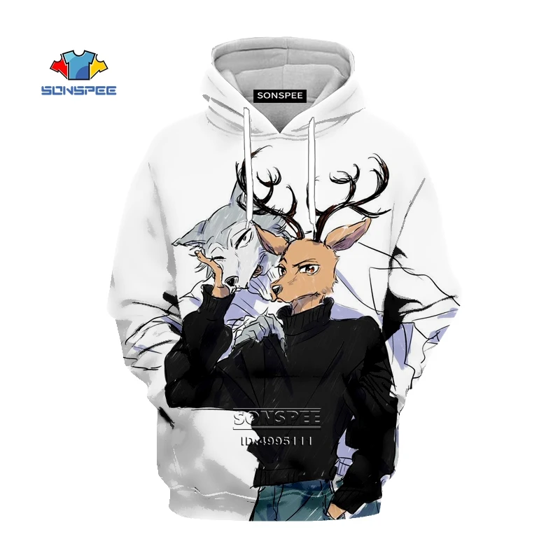 Аниме BEASTARS мужские толстовки 3D принт legoshi Луи Джек толстовка с капюшоном Женская