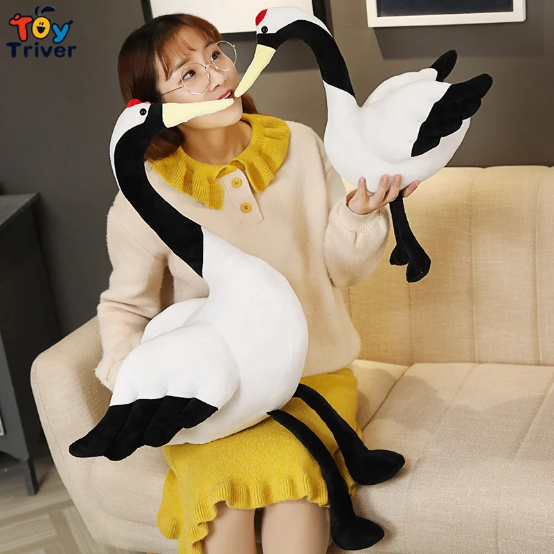 Симпатичная красно-Коронованная плюшевая игрушка-Лебедь с журавлем