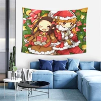 demon slayer merry christmas pattern wall hanging tapestry living room decoration background cloth