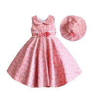 new grils dress with hat summer floral print baby girls dresses party princess sleeveless birthday christmas gift kids clothing