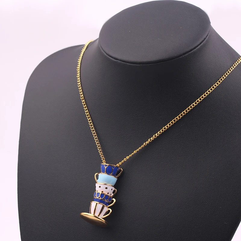 

Interesting Teacup Necklace Pendants Fashion Enamel Tea Cup Sweater Chain Clothing Accessories For Women Girl Jewelry