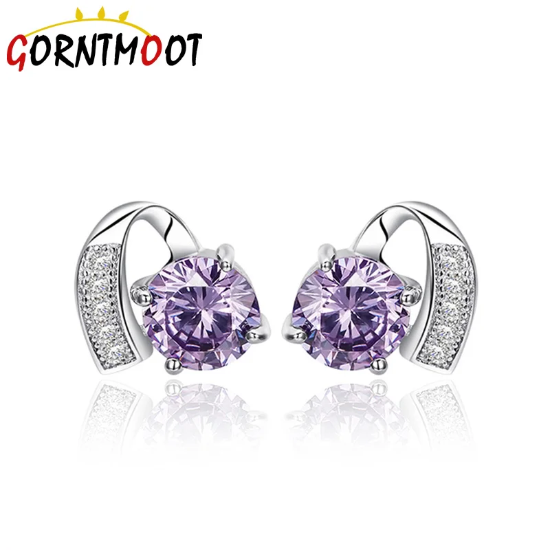 Женские серьги в форме сердца с кристаллами 925 пробы Серьги синим цирконием