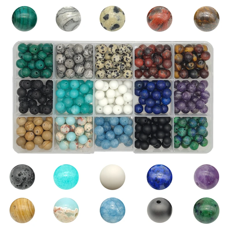 Бусы из натурального камня 8 мм круглый свободные смешанных драгоценных камней
