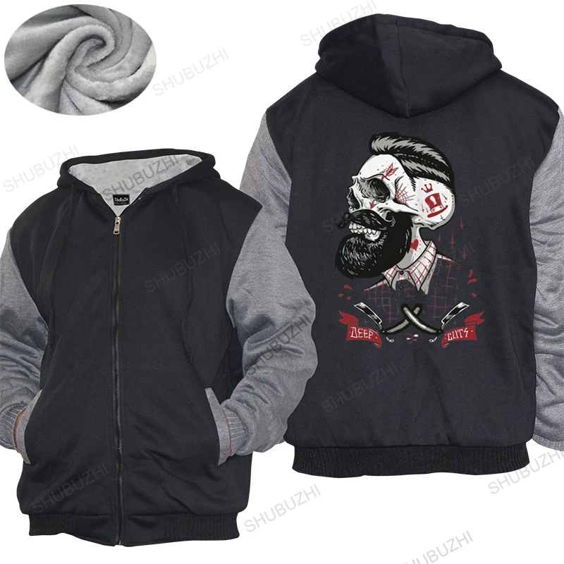 

Men Cotton hoodies winter Brand warm coat Machine Barber Shop Barbers Tattoo Beard Fleece hoody Mens warm coat drop shipping