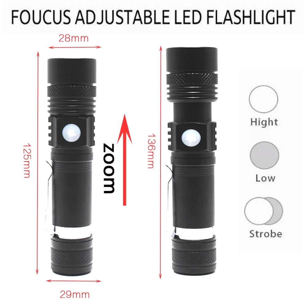 5000 люмен CREE XM-L T6 светодиодный вспышка светильник 3 режима Перезаряжаемые охота и