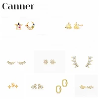 canner ear studs sterling silver earrings for women moon star geometric cz piercing jewelry 2021 trend pendientes plata 925 w5