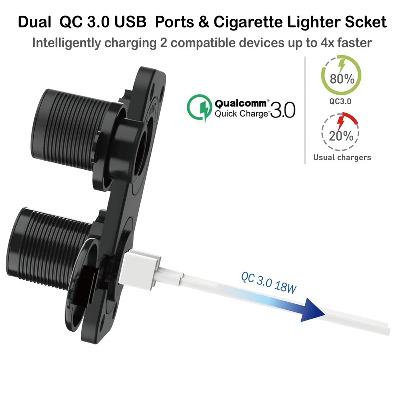 Qc 3 0 Usb Мощность со штыревой частью соединения 12V / 24V быстрая зарядка автомобиль