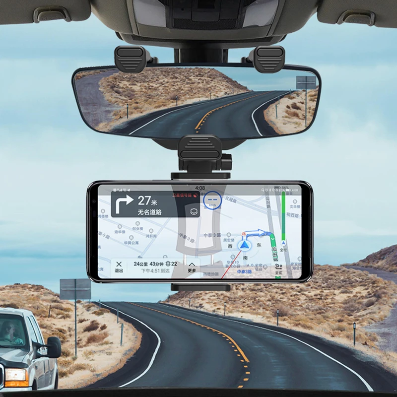 

Car Phone Holder Rearview Mirror Cellphone Holder 360 Smartphone Stand Auto Rear Headrest Bracket Car GPS Hanger