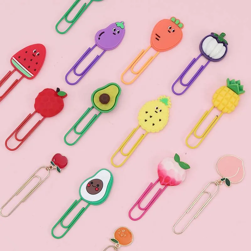 

2pcs Creative Cartoon Fruit Mini Paper Clips Bookmark Korean Stationery Kawaii Book Mark School Office Supplies Book Accessories