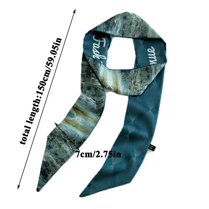 

Women Silk Long Skinny Scarf Fashion Print Hair Tie Band for Neck Foulard Hair Scarf Headband Multi-Function Small Scarves