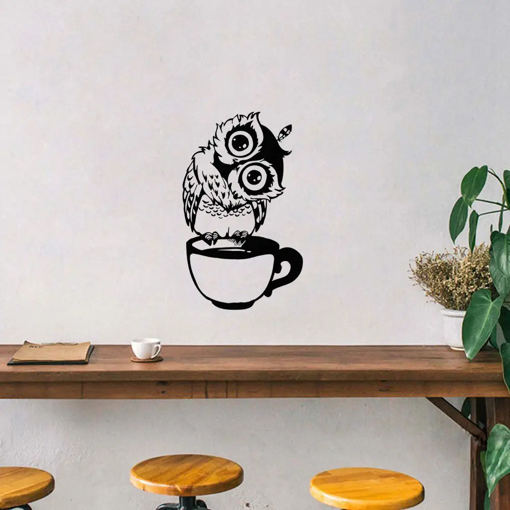 Кофейная кружка с рисунком совы чистые черные настенные милые наклейки из