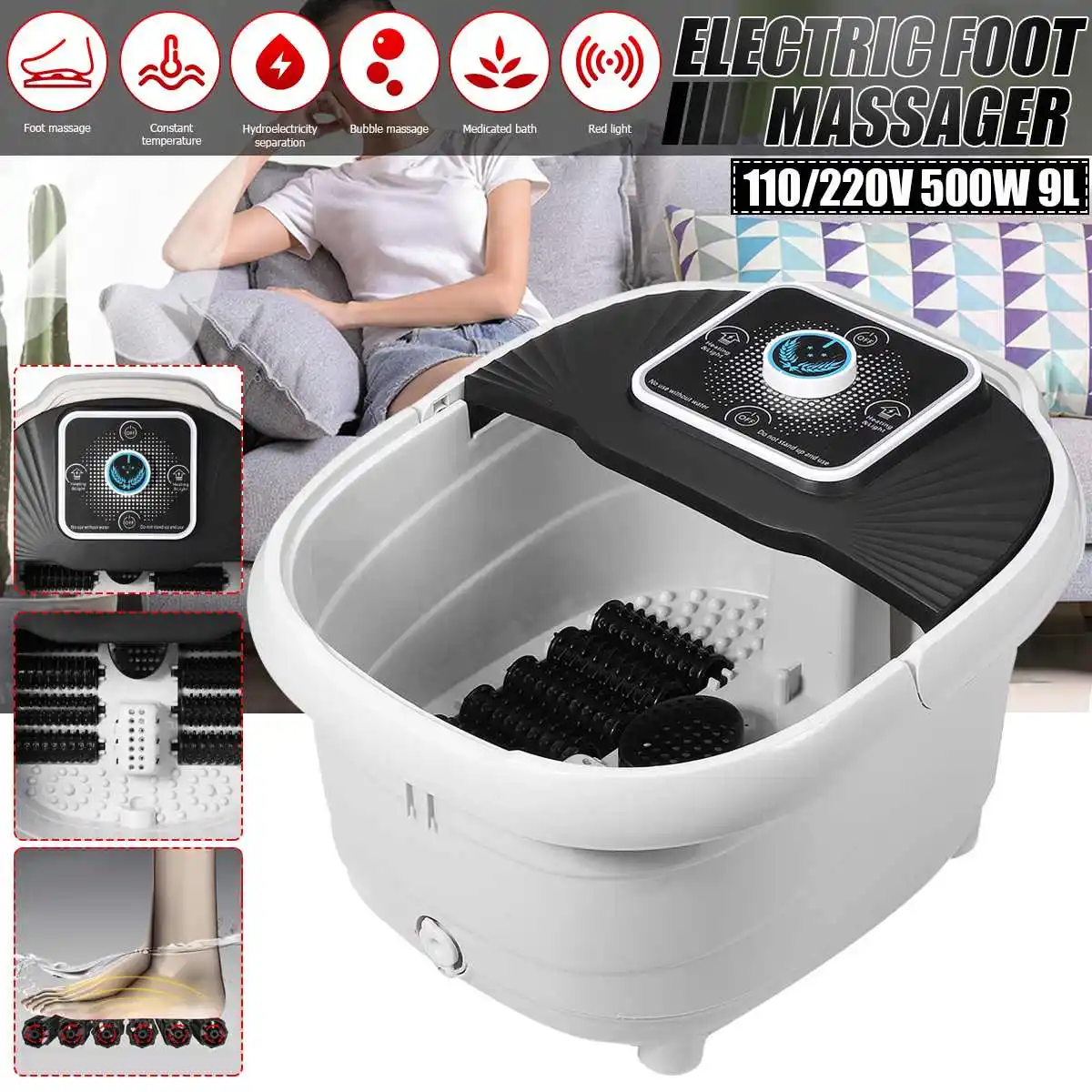 

Foot Bath Automatic Feet Soaking Electric Massage Constant Temperature Foot Bath Foot Spa Hot Tub Heated Foot Bath EU/US plug