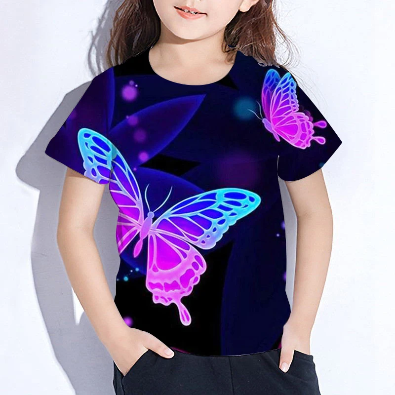 Летняя футболка Повседневная с 3D принтом бабочки для маленьких мальчиков