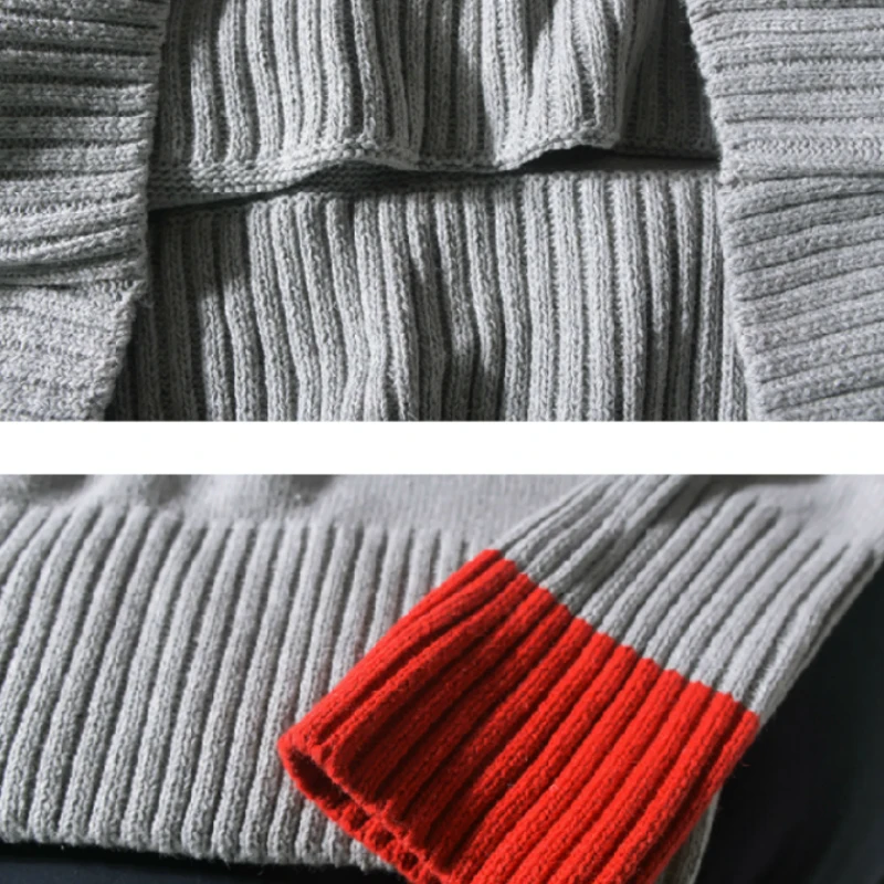 Мужская водолазка в стиле пэчворк Повседневные вязаные топы Свитера парные