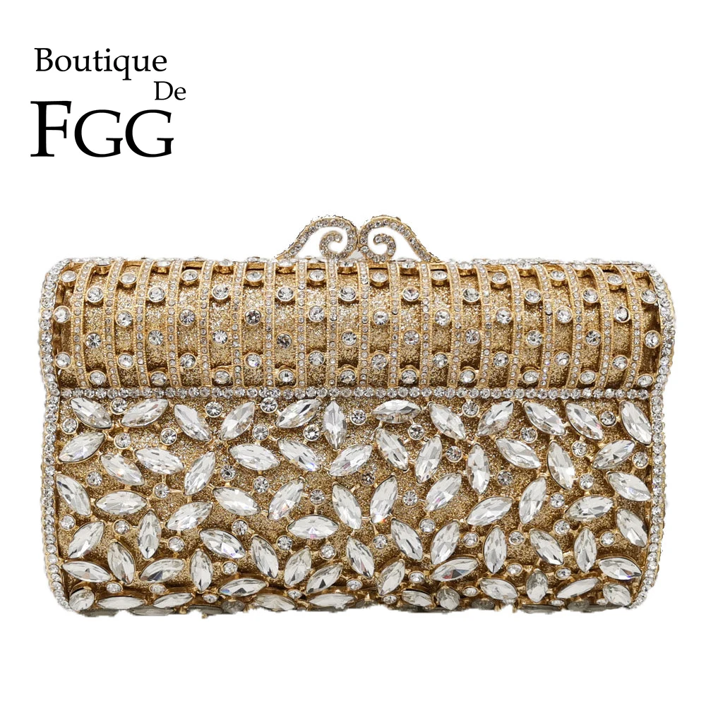 Женская вечерняя сумочка клатч со стразами Boutique De FGG с отверстиями алмазами и