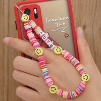 new colorful acrylic bead smile mobile phone chain cellphone strap anti lost lanyard for women summer jewelry 2021