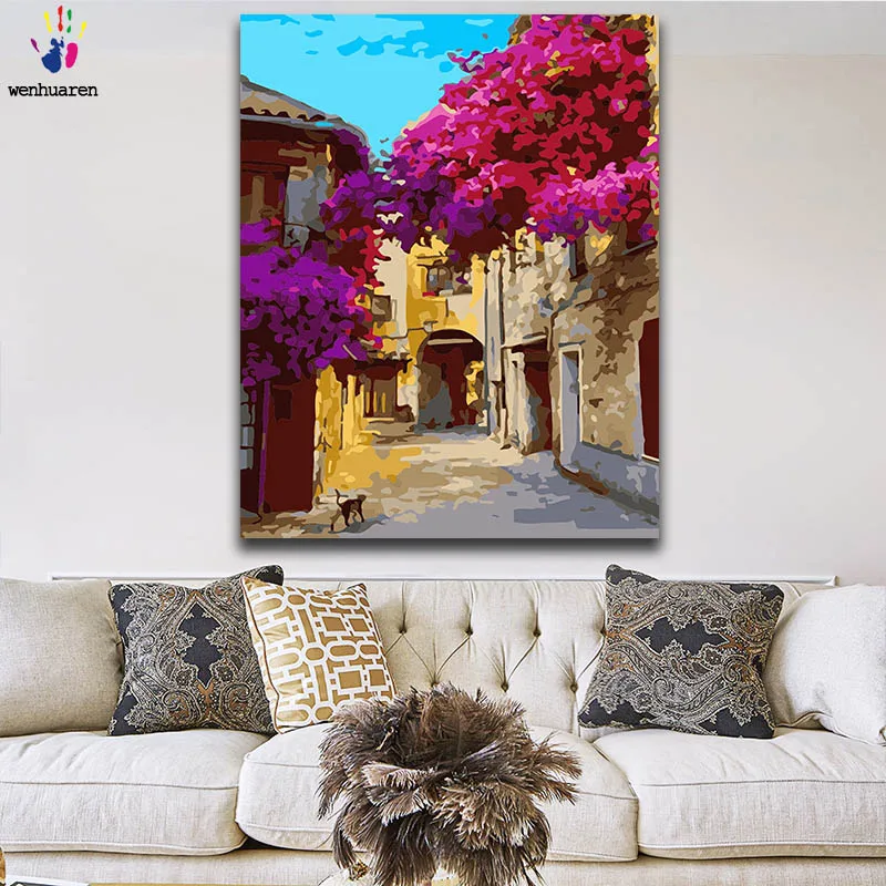 Diy краски по номерам картина живопись с комплектами уличный вид тропа цветок