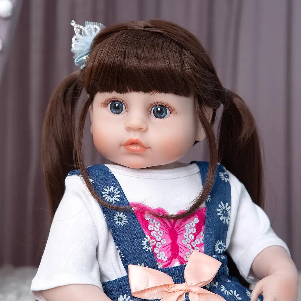 

Popular Reborn Babies Doll Soft Cloth Body Long Hair Bebe Reborn Realista Beautiful Girl Toys For Christmas Surprise Gifts