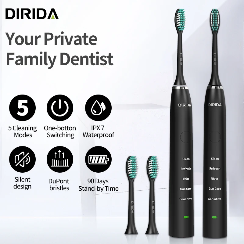 Новая DIRIDA S 100 перезаряжаемая электрическая зубная щетка usb зарядка звуковая IPX7