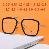 fashion tony stark style for women myopia glasses men square brand design oculos retro male 0 0 5 0 75 1 0 1 5 to 6 0